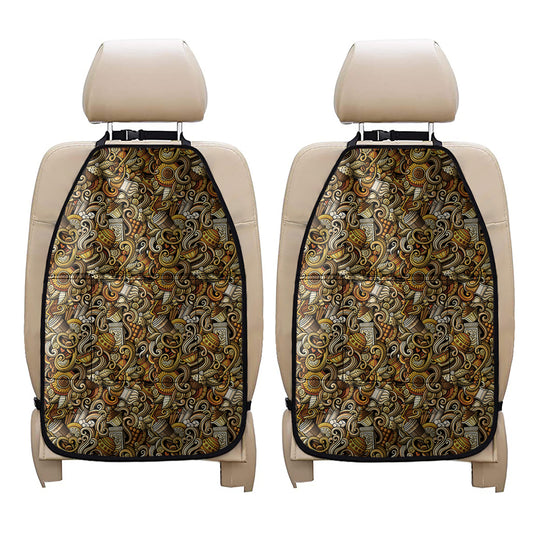 Coffee Drawing Pattern Print Car Seat Organizers