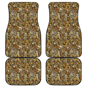 Coffee Drawing Pattern Print Front and Back Car Floor Mats