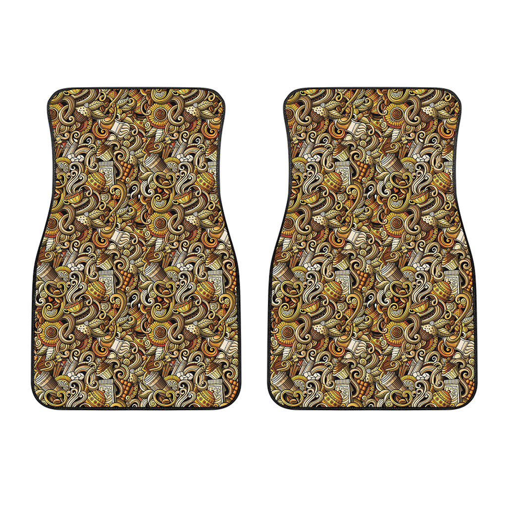 Coffee Drawing Pattern Print Front Car Floor Mats