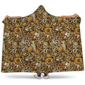 Coffee Drawing Pattern Print Hooded Blanket