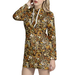 Coffee Drawing Pattern Print Hoodie Dress