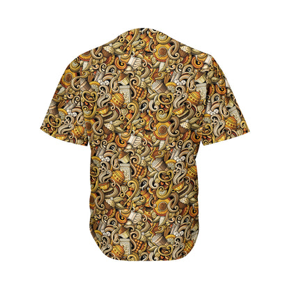 Coffee Drawing Pattern Print Men's Baseball Jersey