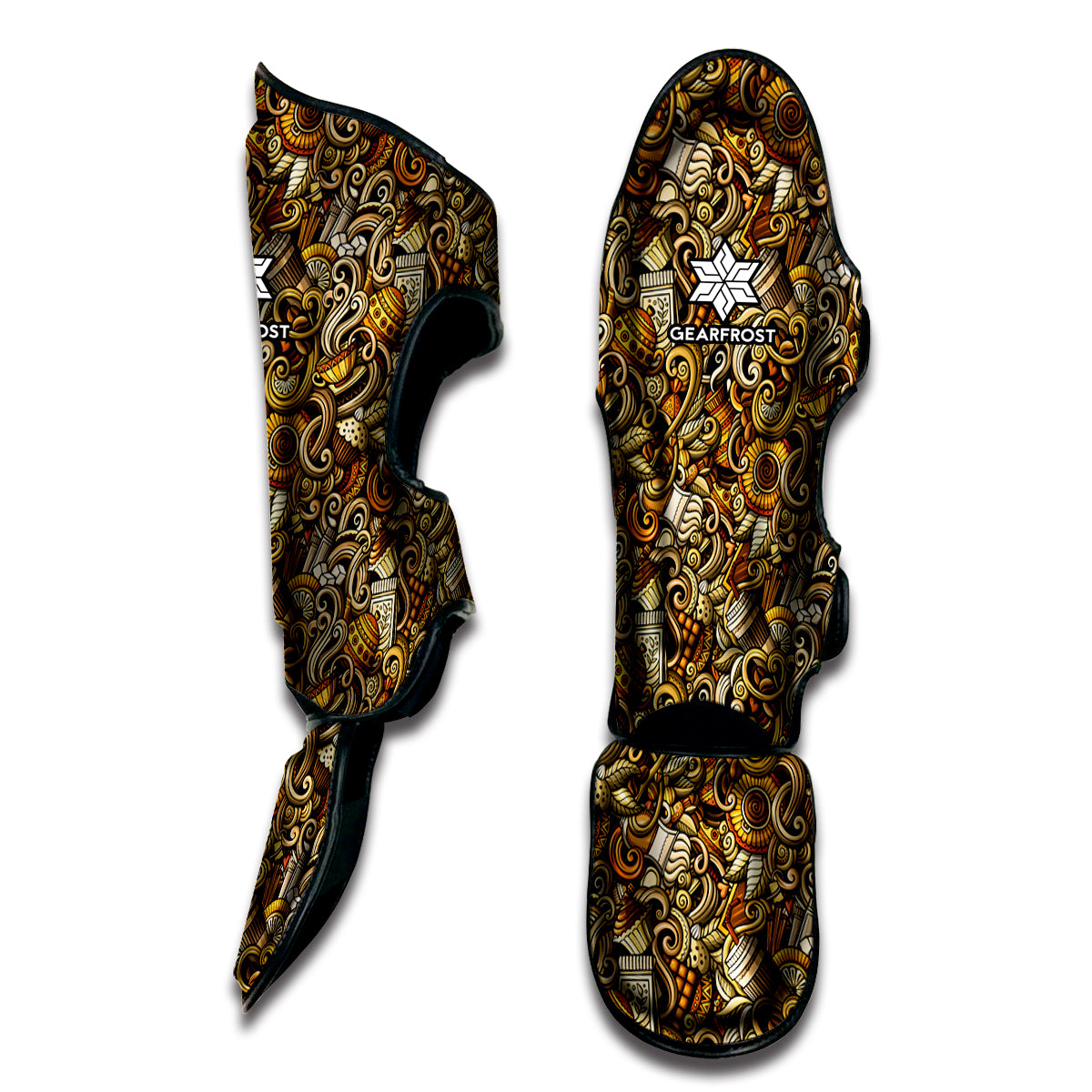Coffee Drawing Pattern Print Muay Thai Shin Guard