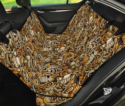 Coffee Drawing Pattern Print Pet Car Back Seat Cover