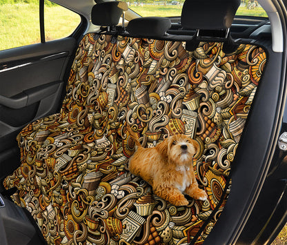 Coffee Drawing Pattern Print Pet Car Back Seat Cover
