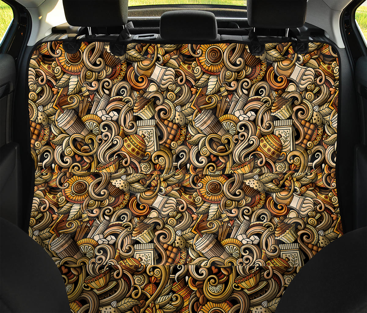 Coffee Drawing Pattern Print Pet Car Back Seat Cover