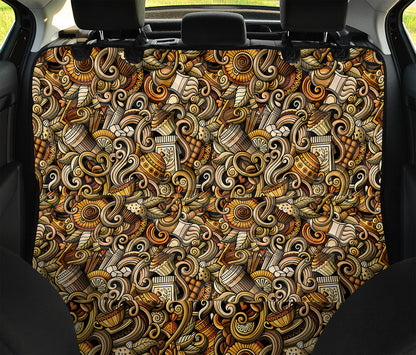 Coffee Drawing Pattern Print Pet Car Back Seat Cover