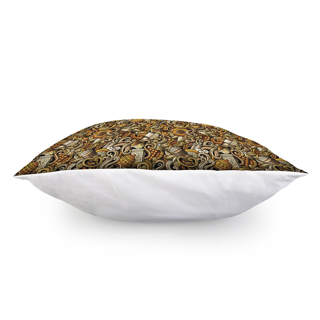 Coffee Drawing Pattern Print Pillow Cover