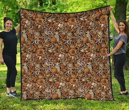 Coffee Drawing Pattern Print Quilt