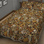 Coffee Drawing Pattern Print Quilt Bed Set