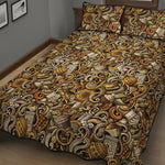 Coffee Drawing Pattern Print Quilt Bed Set