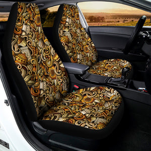 Coffee Drawing Pattern Print Universal Fit Car Seat Covers