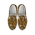 Coffee Drawing Pattern Print White Slip On Shoes