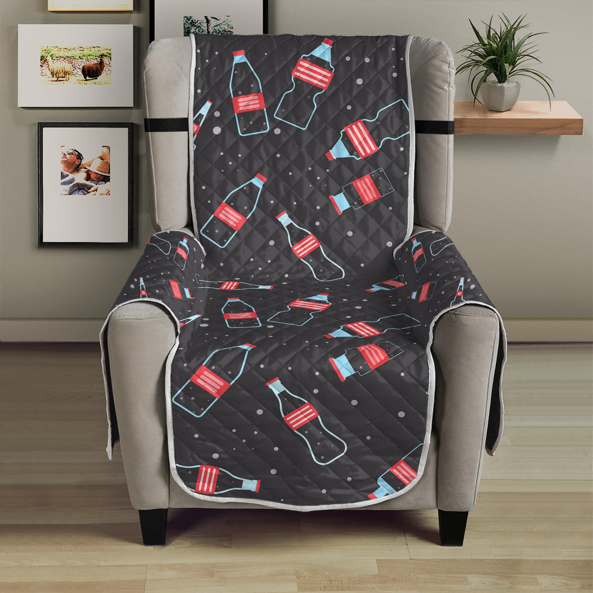 Cola Bottle Pattern Print Armchair Protector