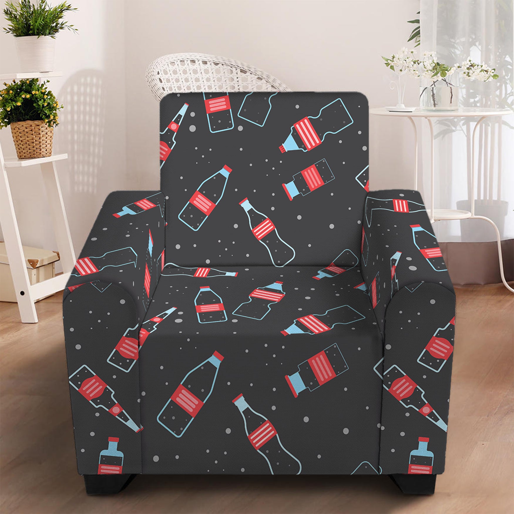 Cola Bottle Pattern Print Armchair Slipcover