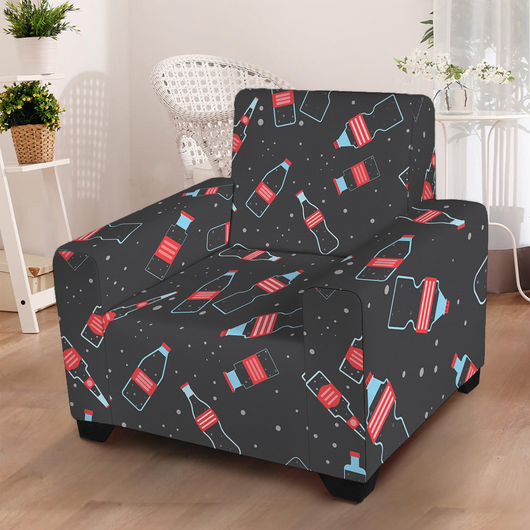 Cola Bottle Pattern Print Armchair Slipcover