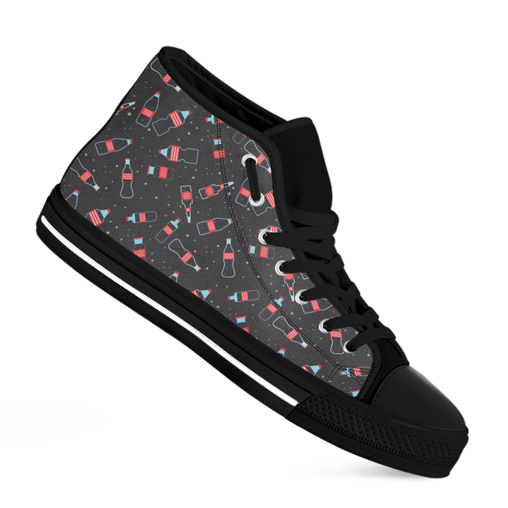 Cola Bottle Pattern Print Black High Top Shoes