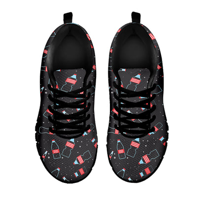 Cola Bottle Pattern Print Black Sneakers