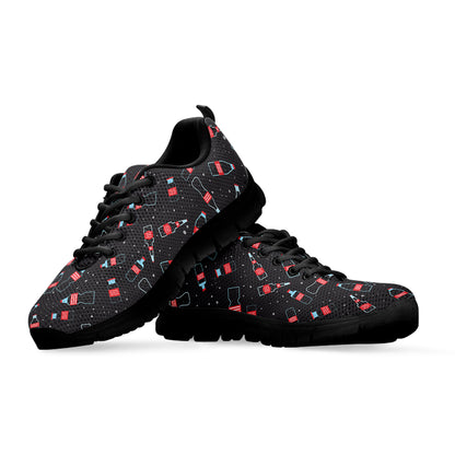 Cola Bottle Pattern Print Black Sneakers