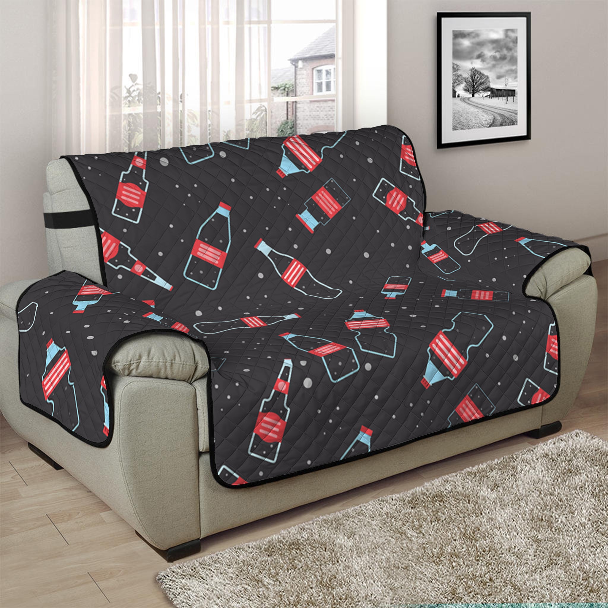 Cola Bottle Pattern Print Half Sofa Protector