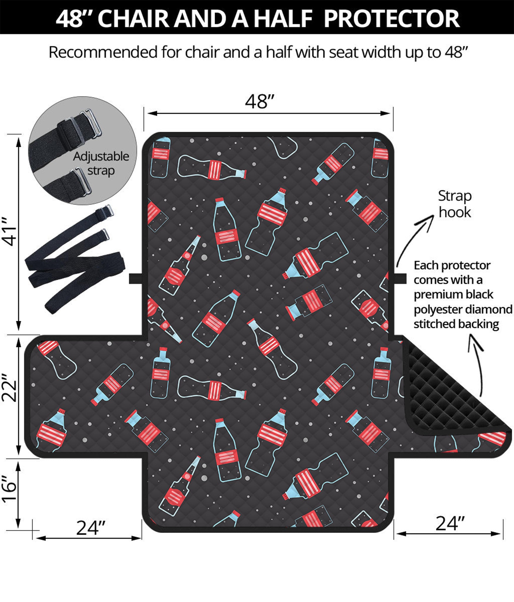 Cola Bottle Pattern Print Half Sofa Protector