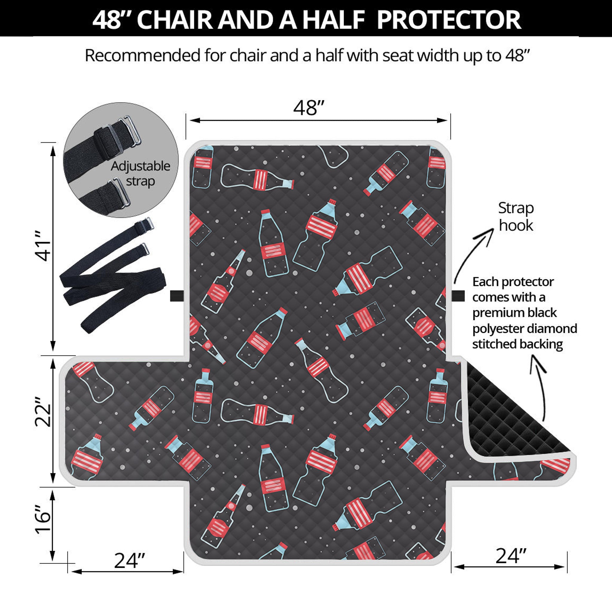 Cola Bottle Pattern Print Half Sofa Protector