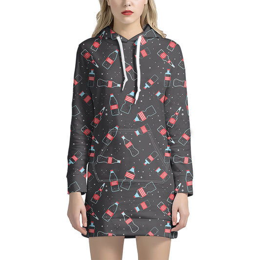 Cola Bottle Pattern Print Hoodie Dress