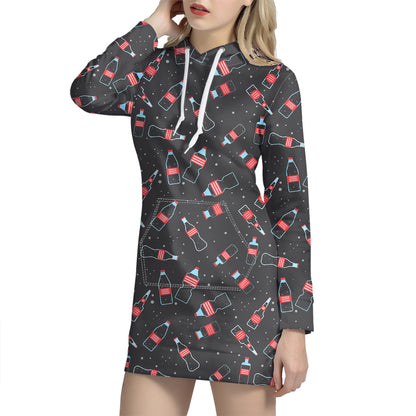 Cola Bottle Pattern Print Hoodie Dress