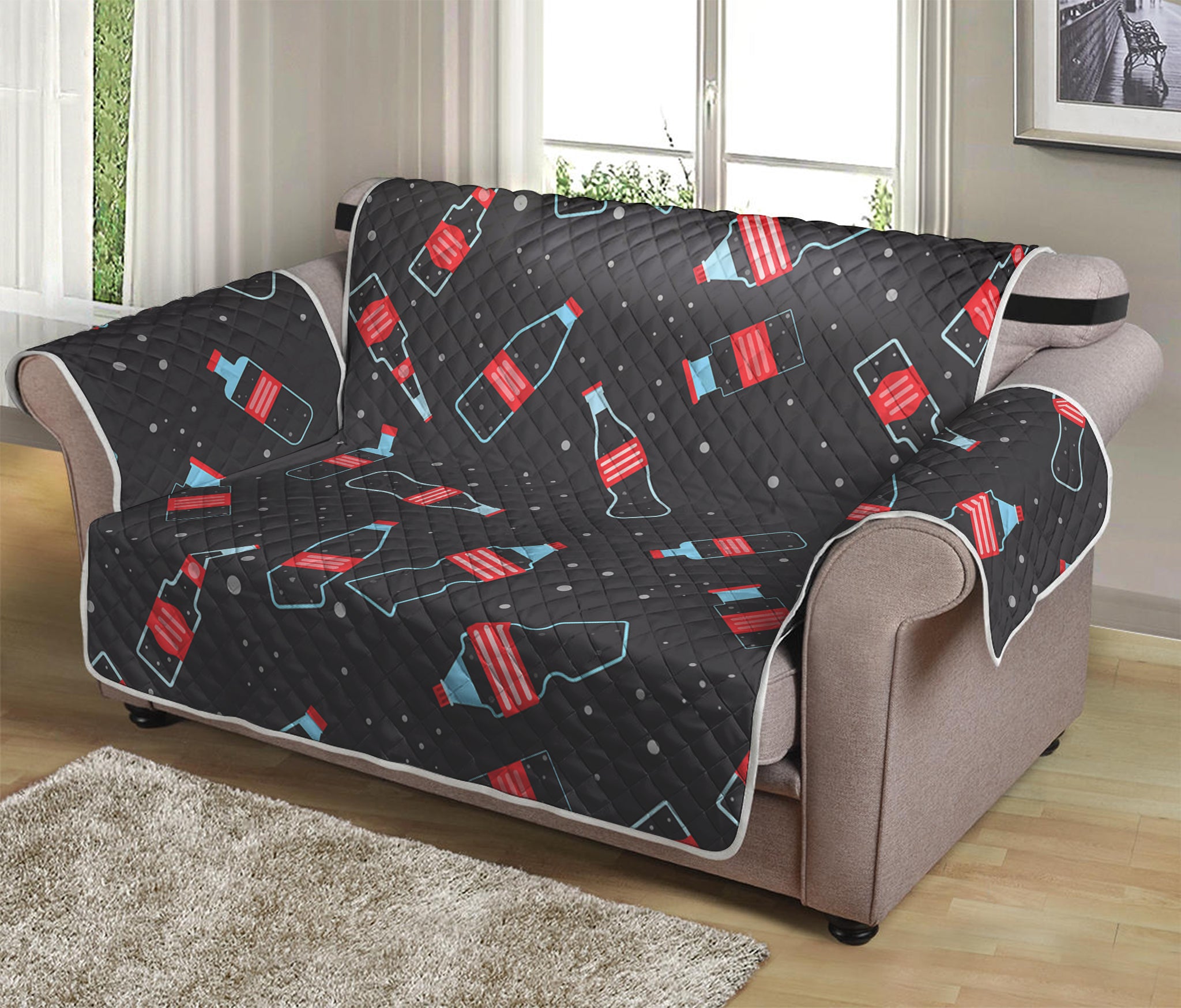 Cola Bottle Pattern Print Loveseat Protector