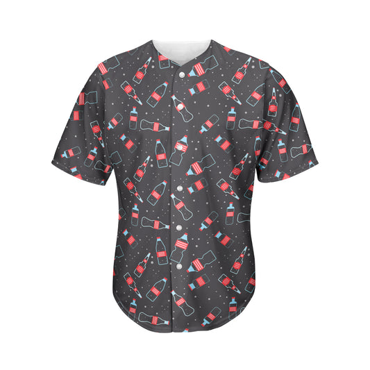 Cola Bottle Pattern Print Men's Baseball Jersey