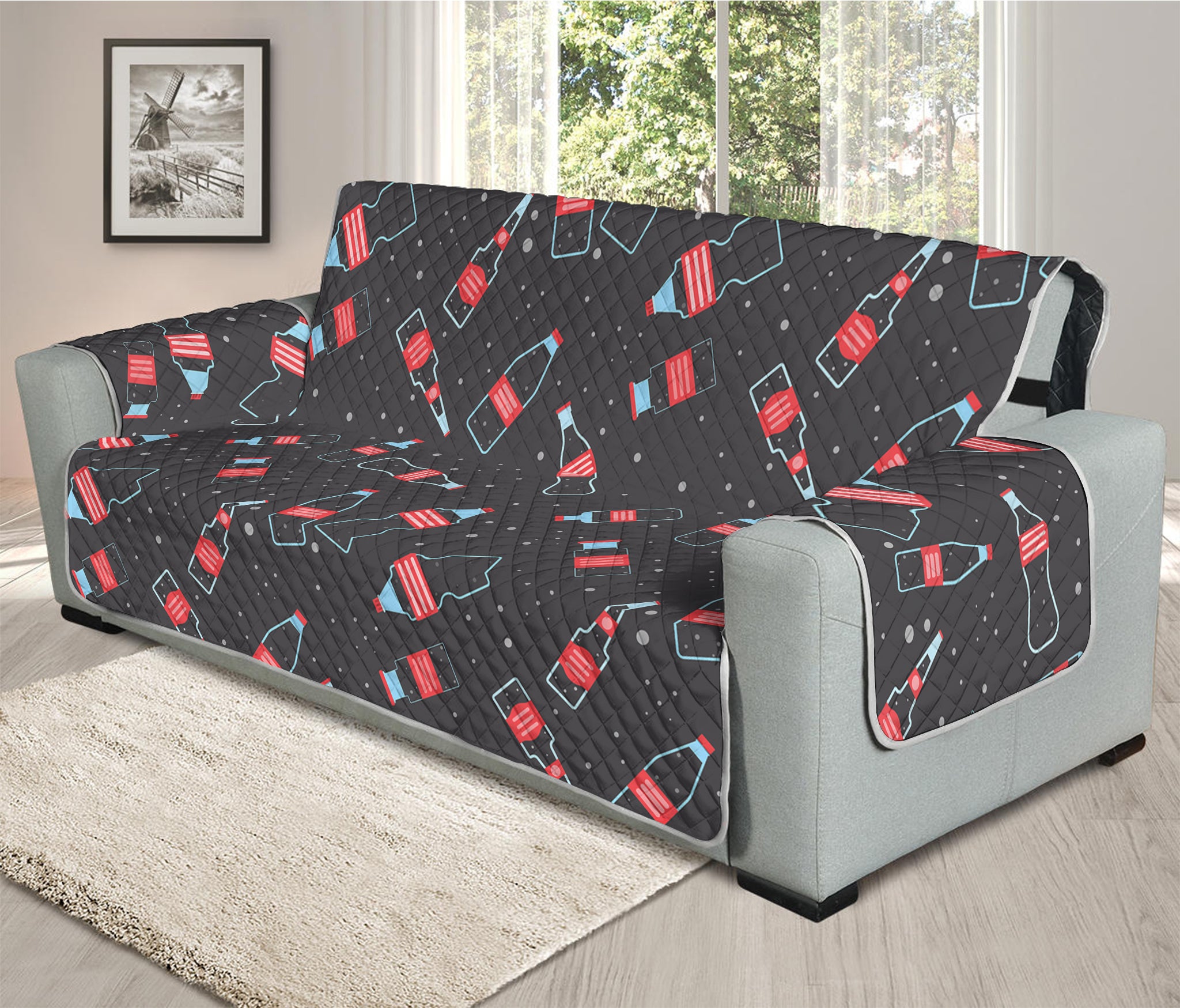 Cola Bottle Pattern Print Oversized Sofa Protector