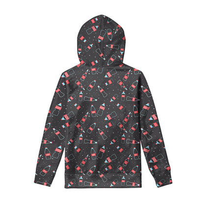 Cola Bottle Pattern Print Pullover Hoodie