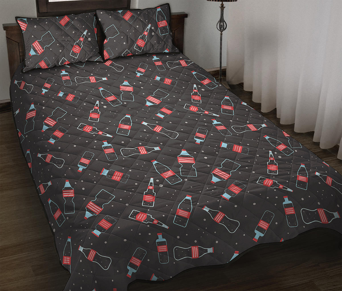 Cola Bottle Pattern Print Quilt Bed Set