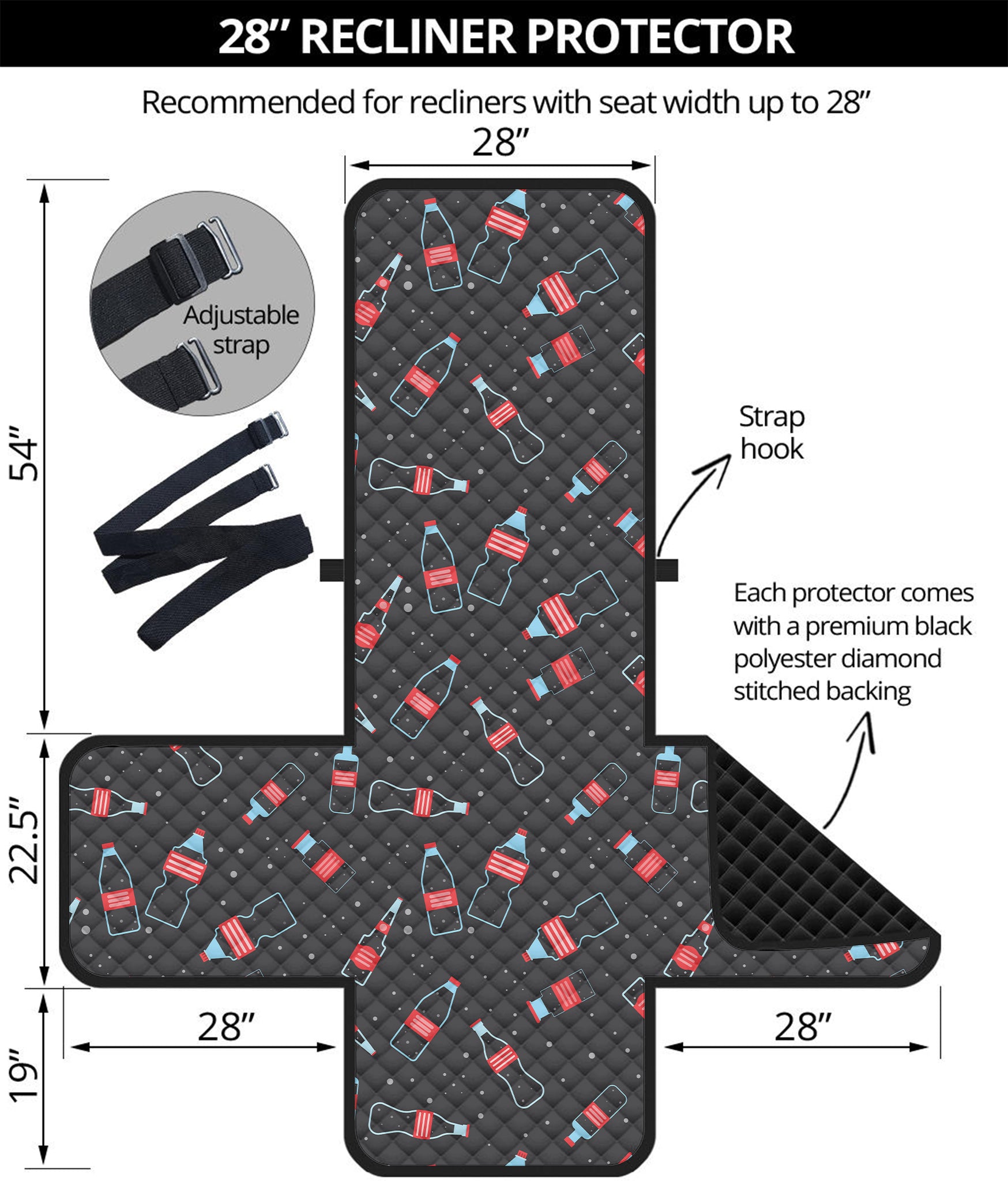 Cola Bottle Pattern Print Recliner Protector