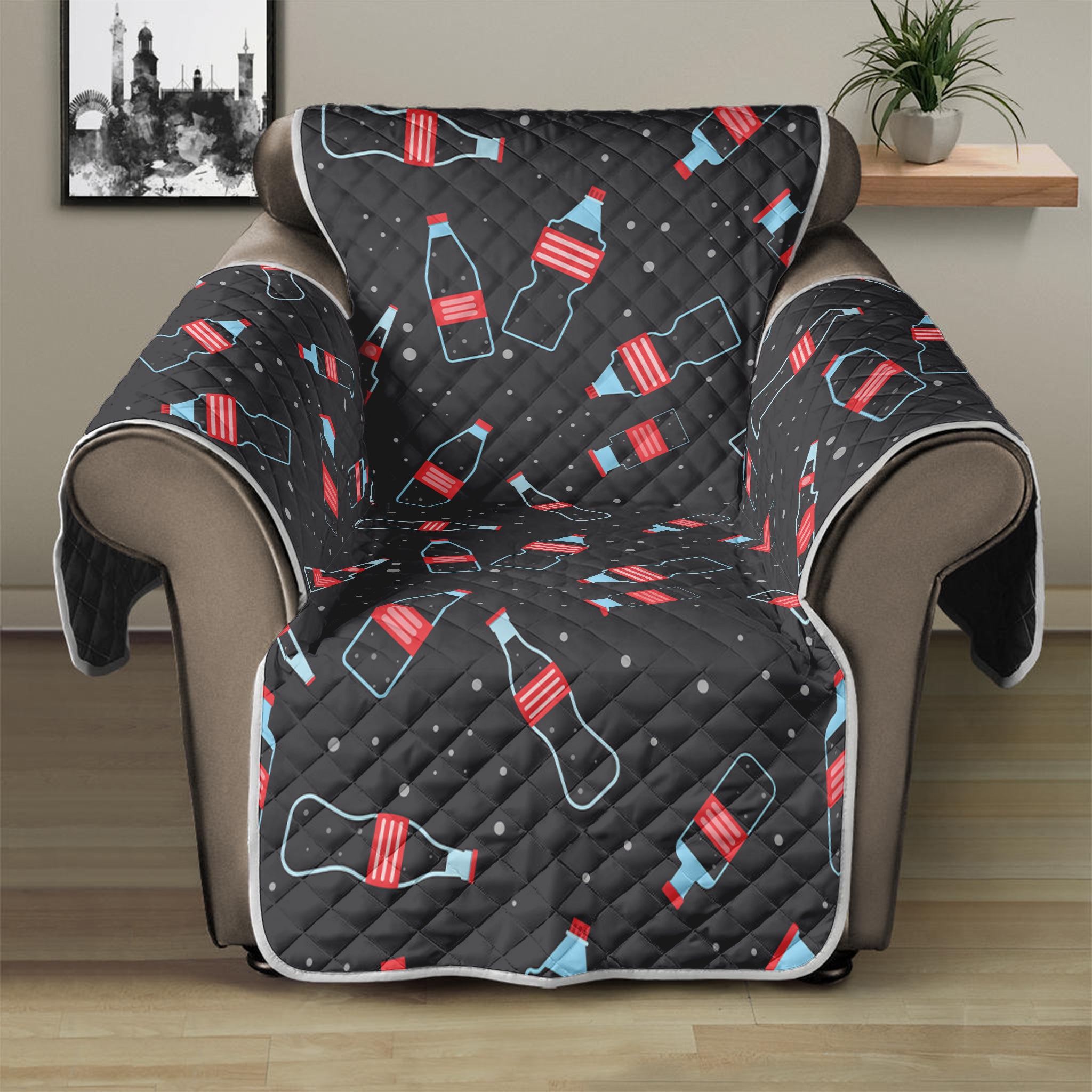 Cola Bottle Pattern Print Recliner Protector