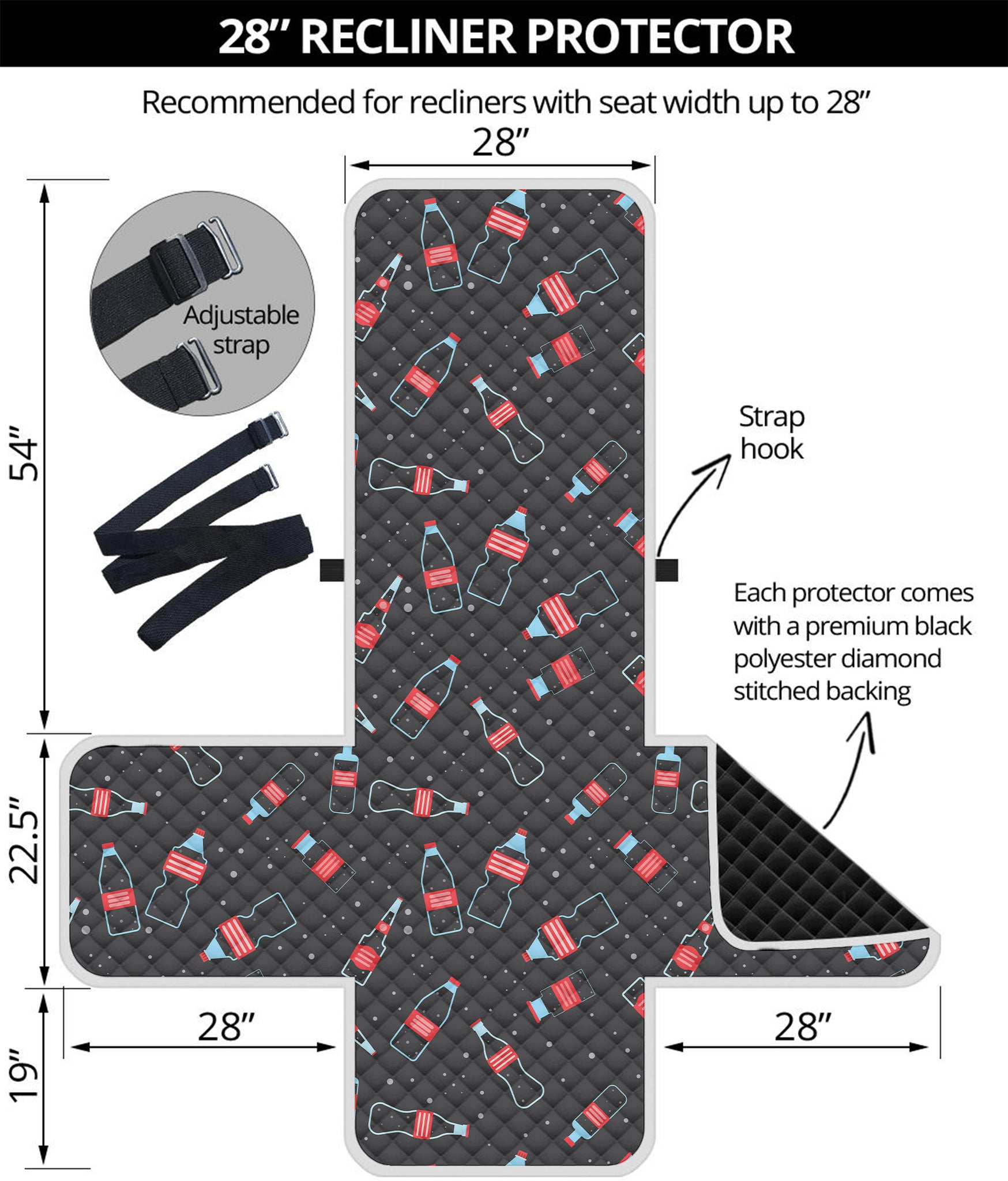 Cola Bottle Pattern Print Recliner Protector