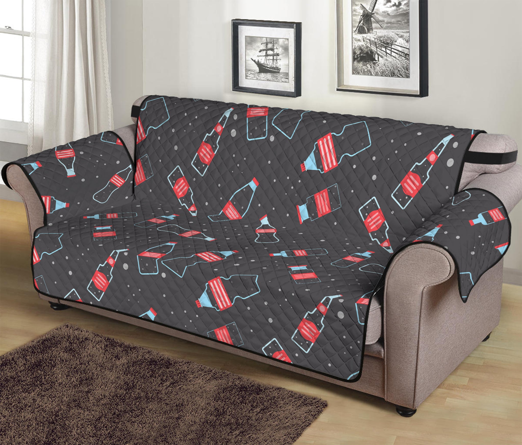 Cola Bottle Pattern Print Sofa Protector