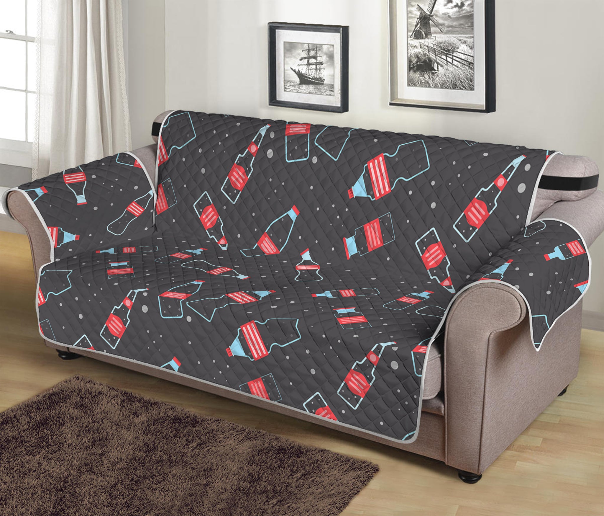 Cola Bottle Pattern Print Sofa Protector