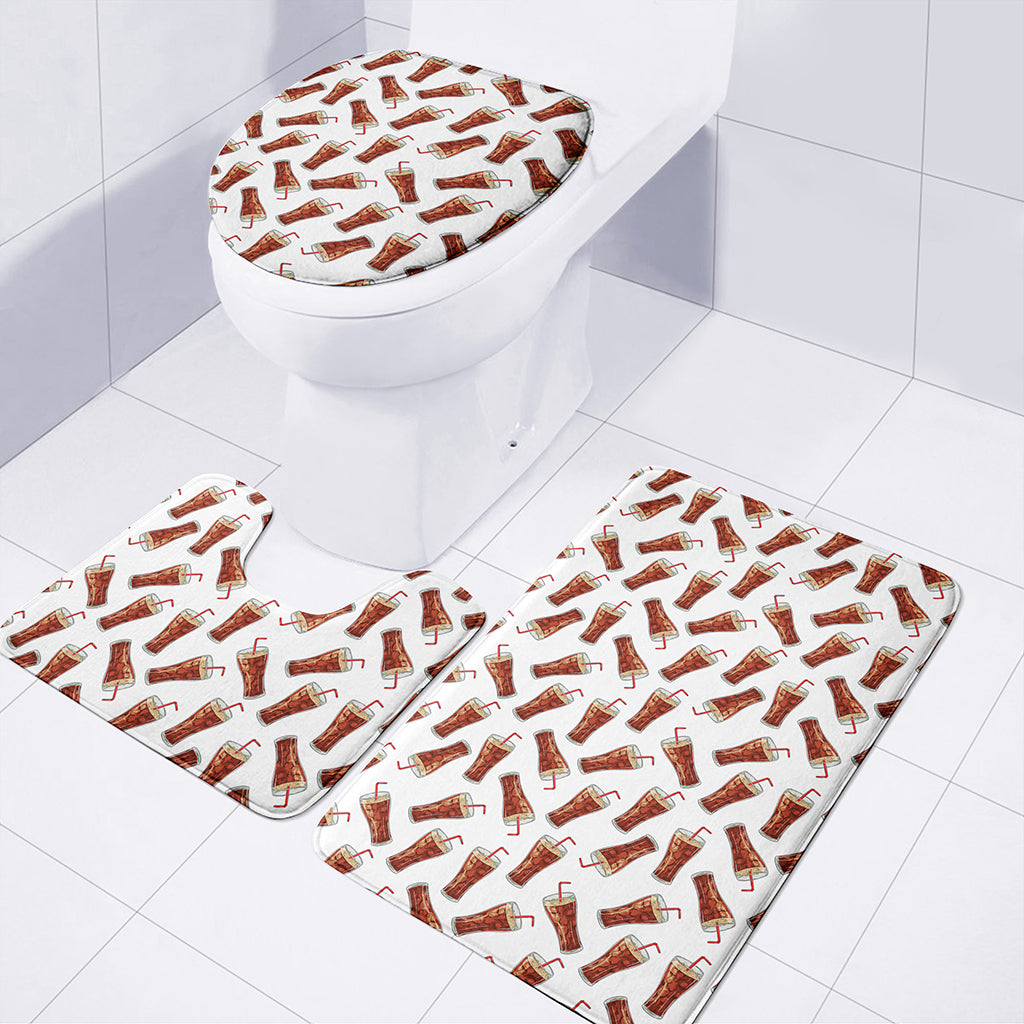 Cola Pattern Print 3 Piece Bath Mat Set