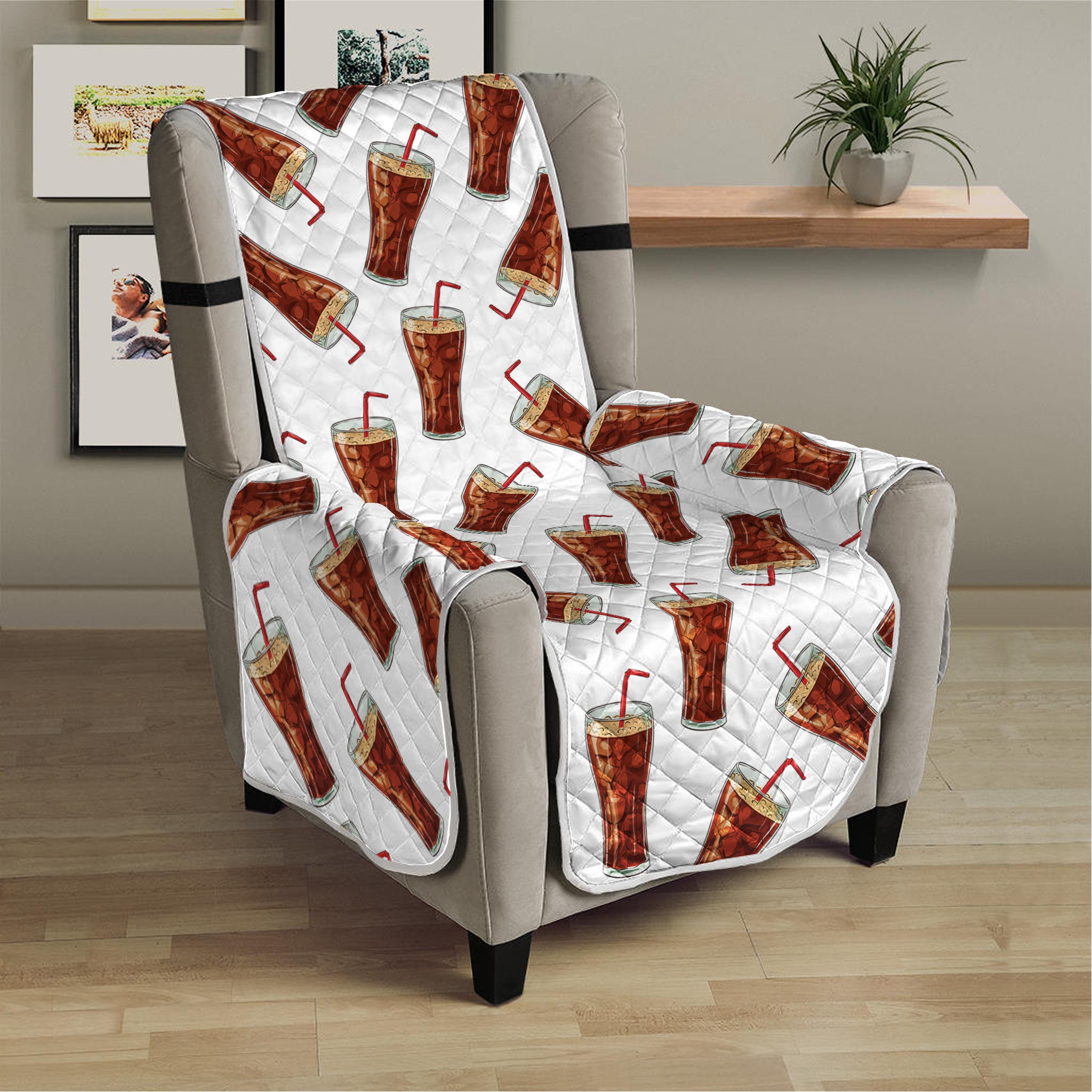 Cola Pattern Print Armchair Protector