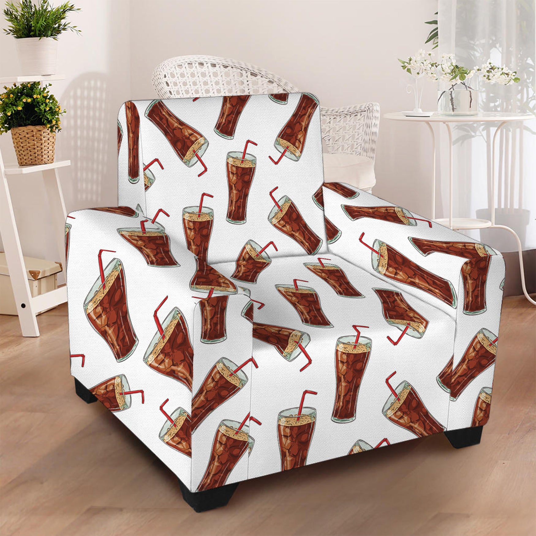 Cola Pattern Print Armchair Slipcover