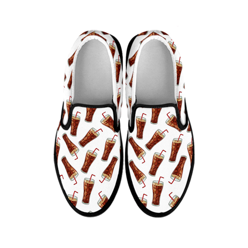 Cola Pattern Print Black Slip On Shoes