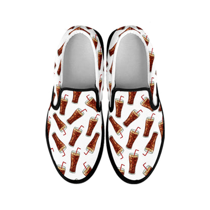 Cola Pattern Print Black Slip On Shoes