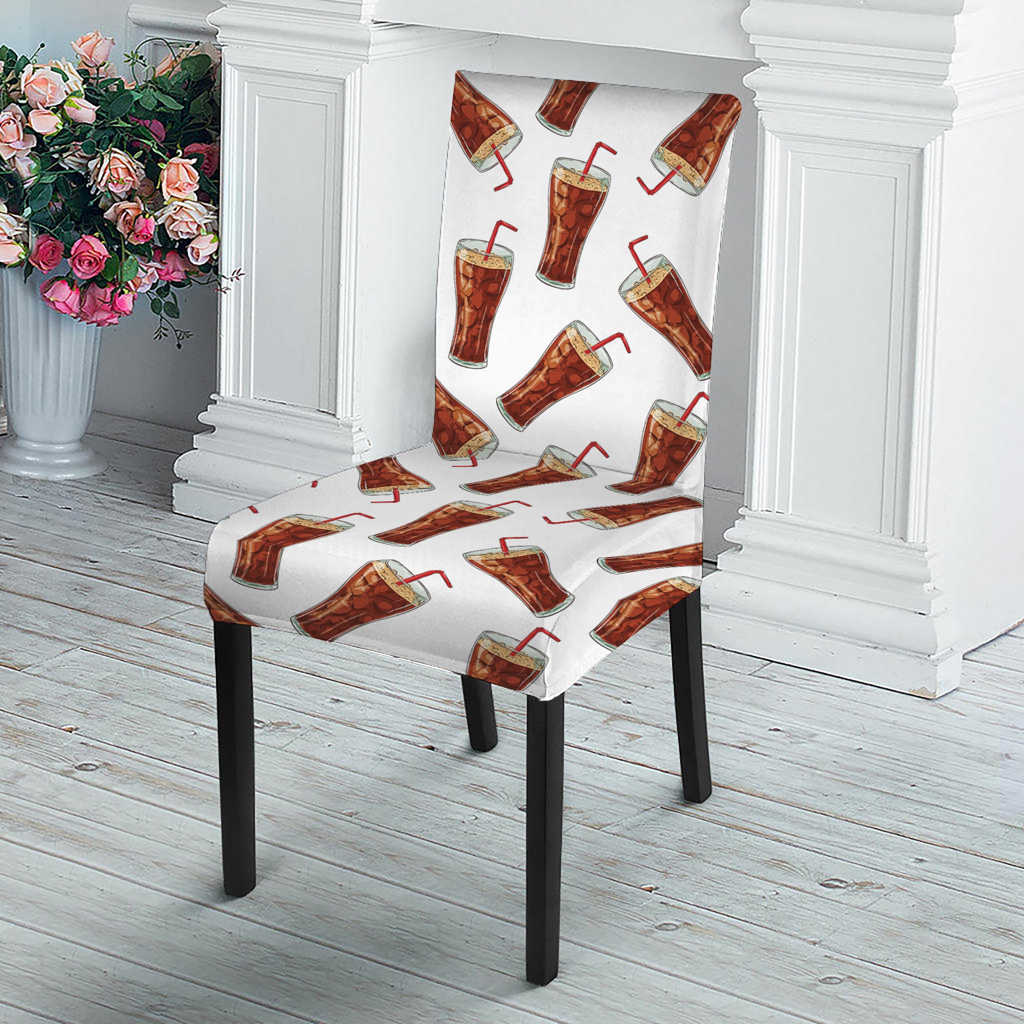 Cola Pattern Print Dining Chair Slipcover