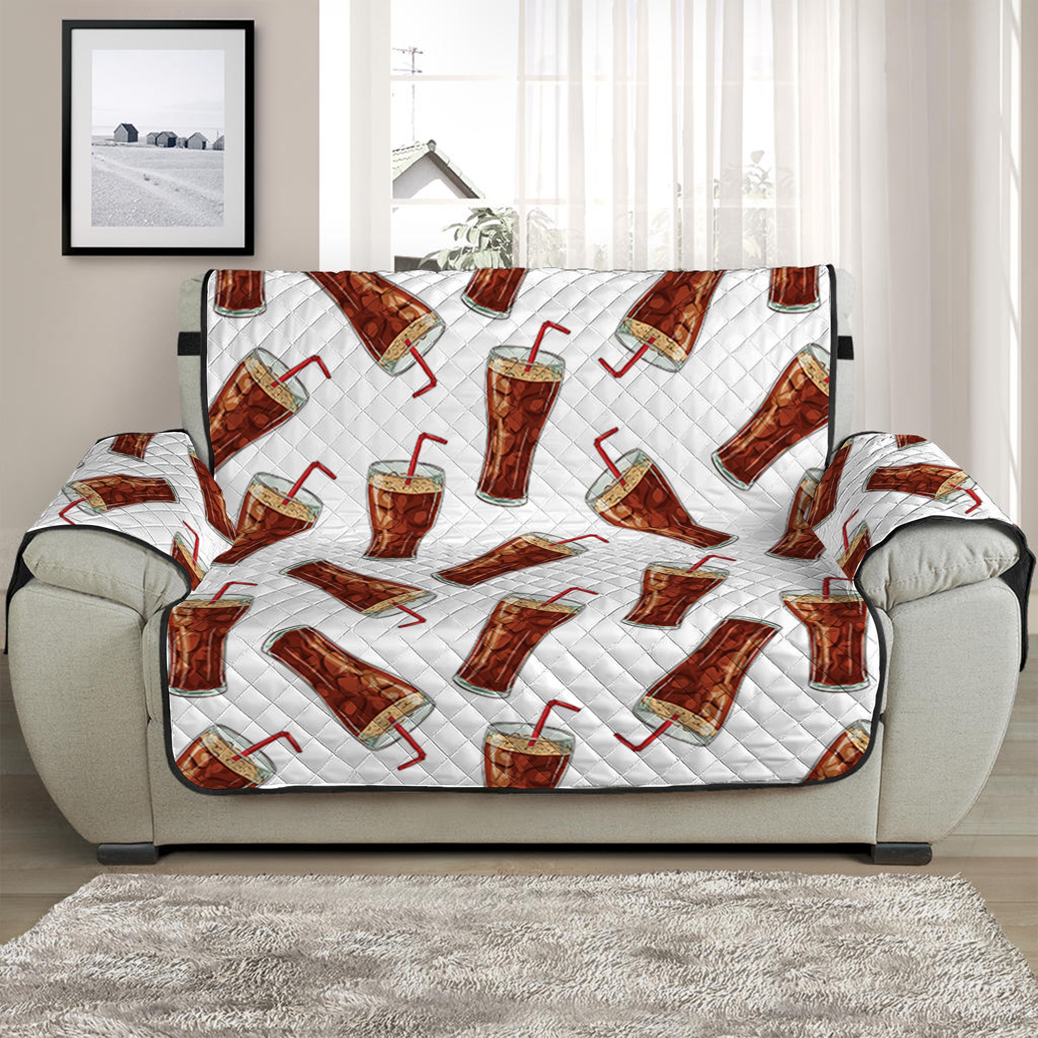 Cola Pattern Print Half Sofa Protector