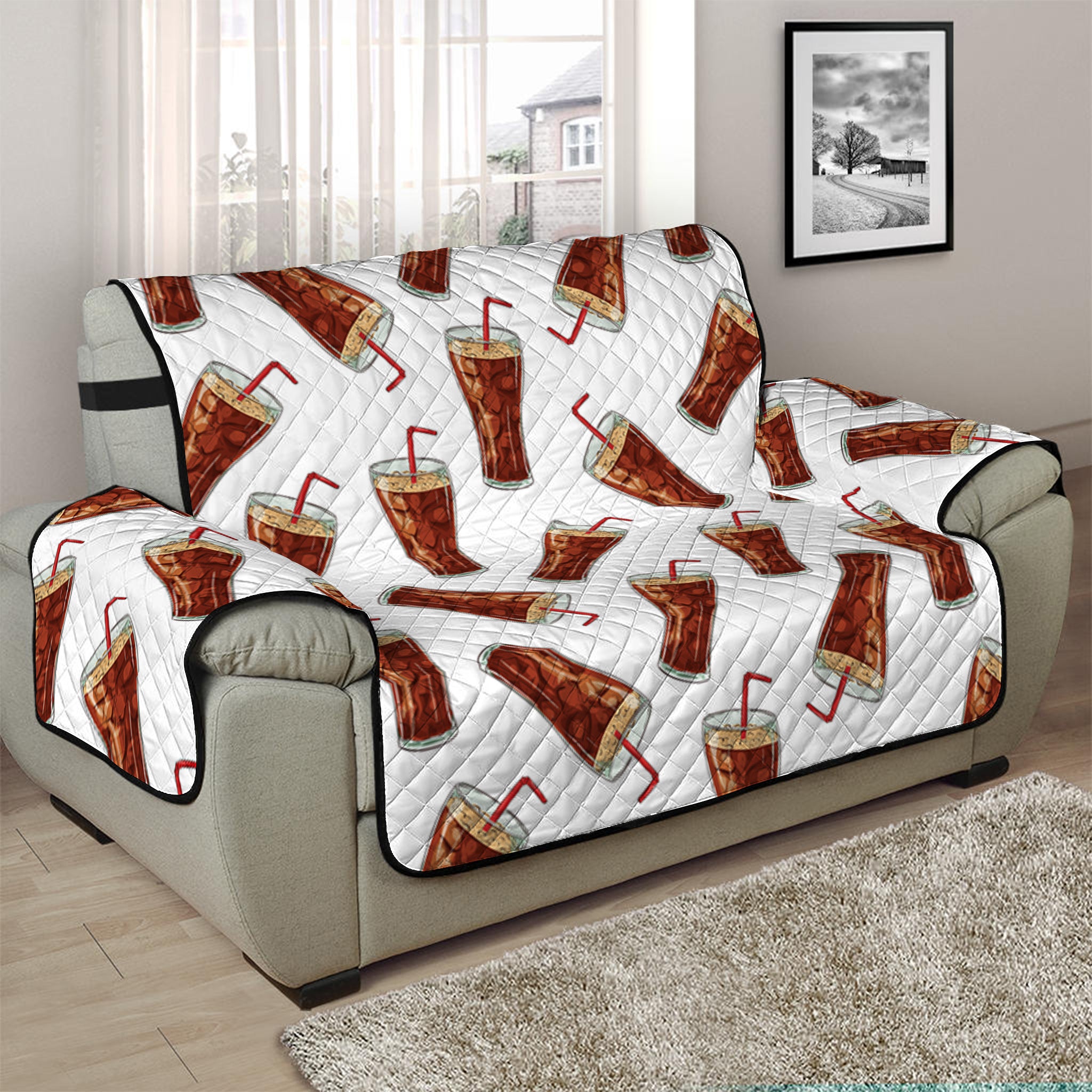 Cola Pattern Print Half Sofa Protector