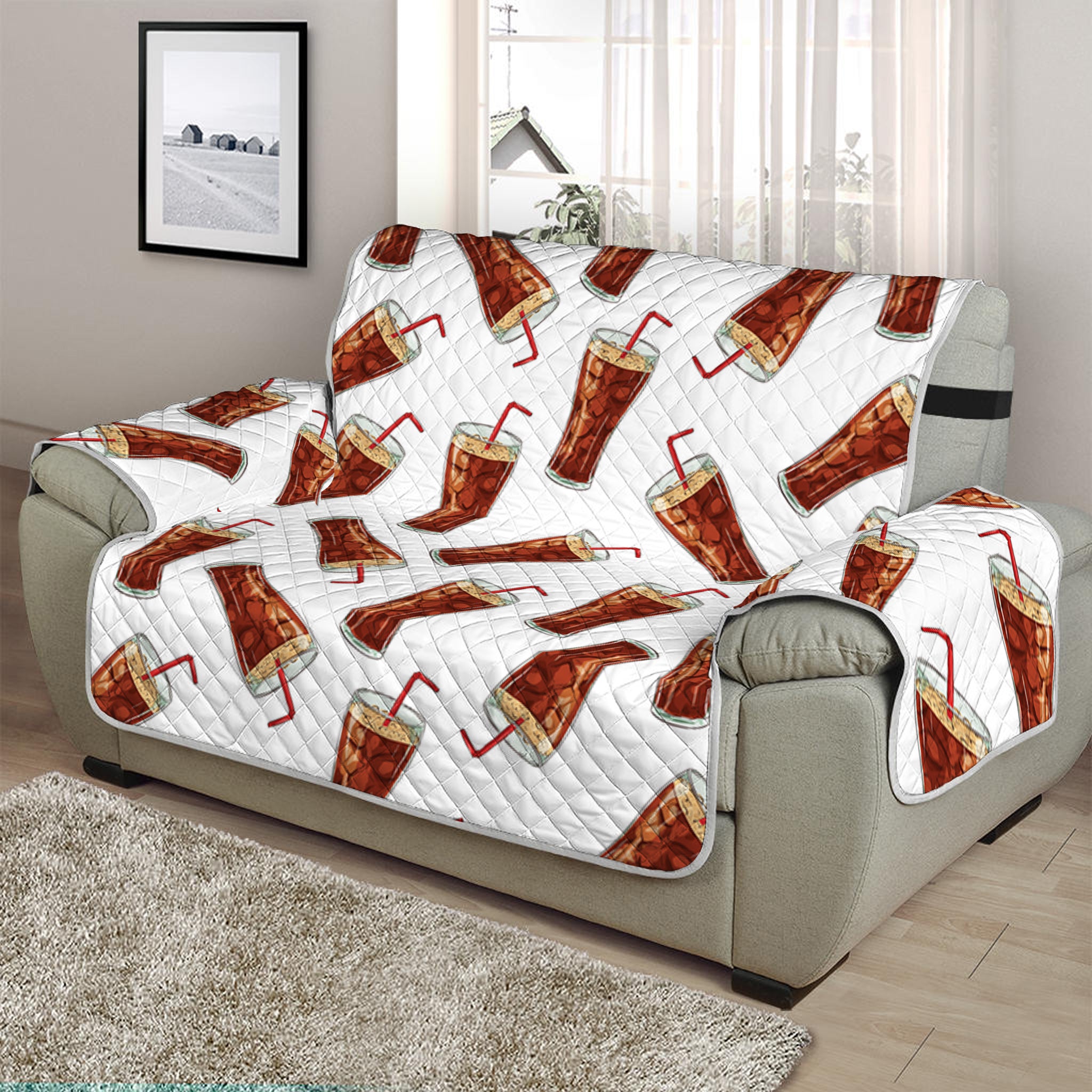 Cola Pattern Print Half Sofa Protector