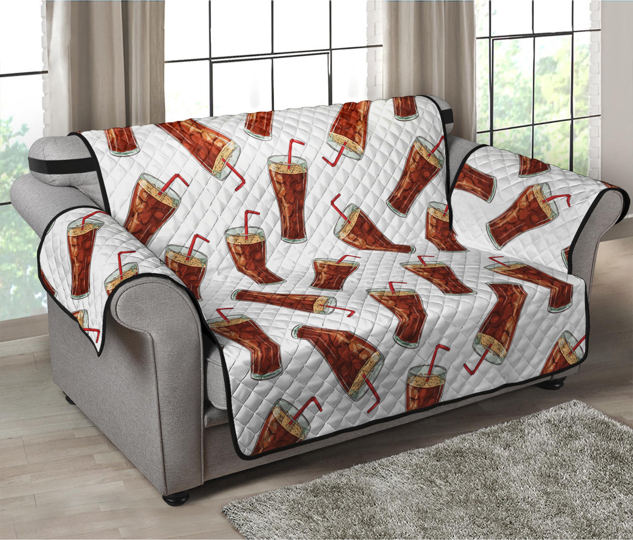 Cola Pattern Print Loveseat Protector