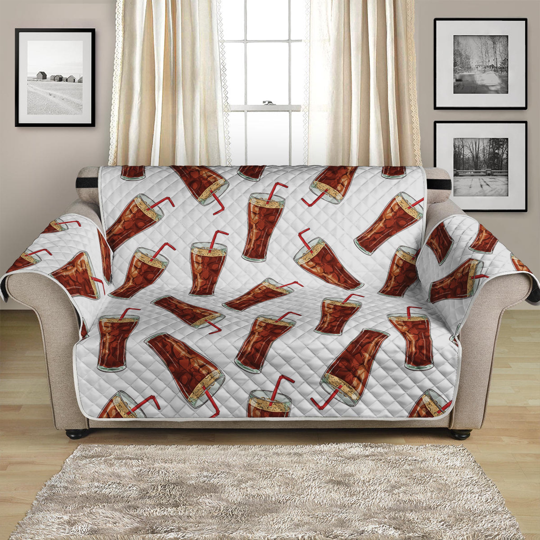 Cola Pattern Print Loveseat Protector