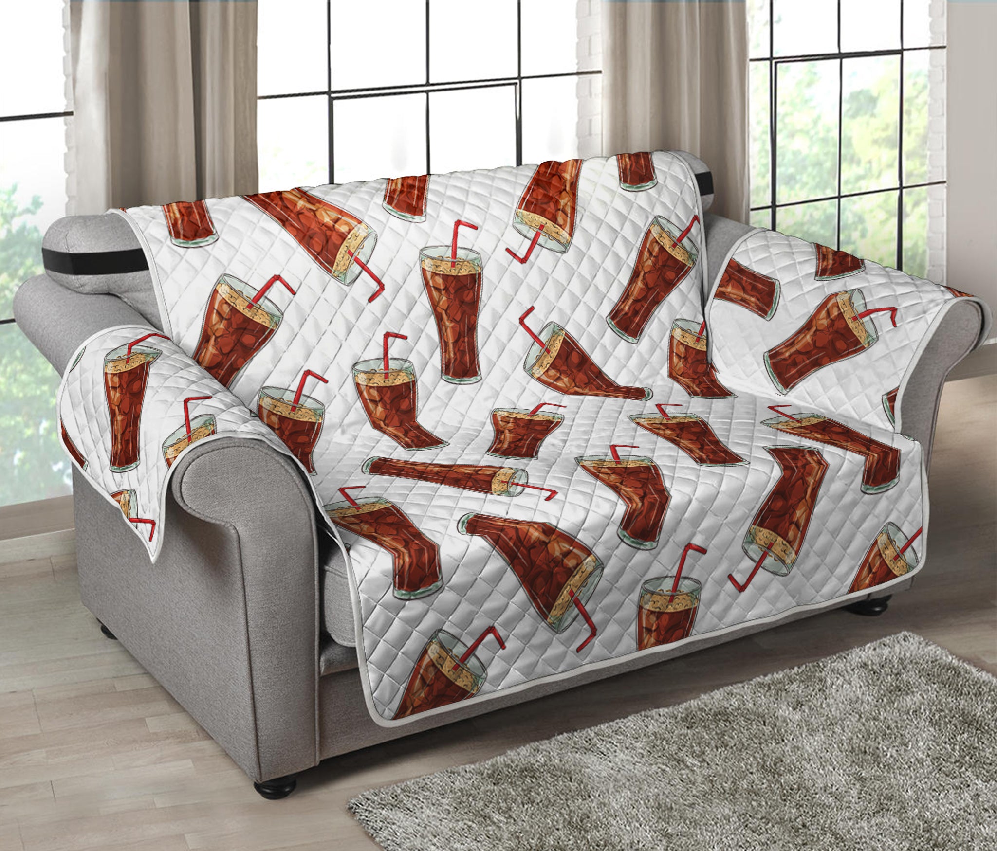 Cola Pattern Print Loveseat Protector